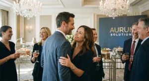 Para obejmuje się na frmowym bankiecie